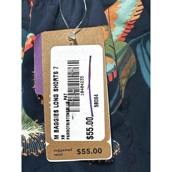 Patagonia Baggies Longs Shorts Men XS Blue Floral Bird Print Recycled Nylon 7" - Picture 4 of 13